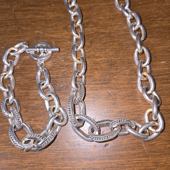 Ralph Lauren Jewelry - Ralph Lauren Silver Plated Chain Necklace and Bracelet Set